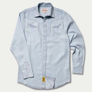 Made in USA Schaefer Western Blue Button Down